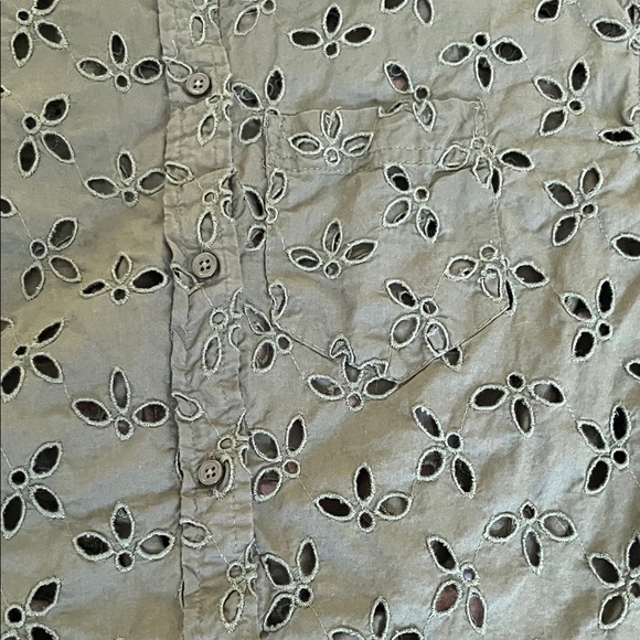 J. Crew Olive Eyelet Spring Garden Top Button Down Shirt - Picture 6 of 9